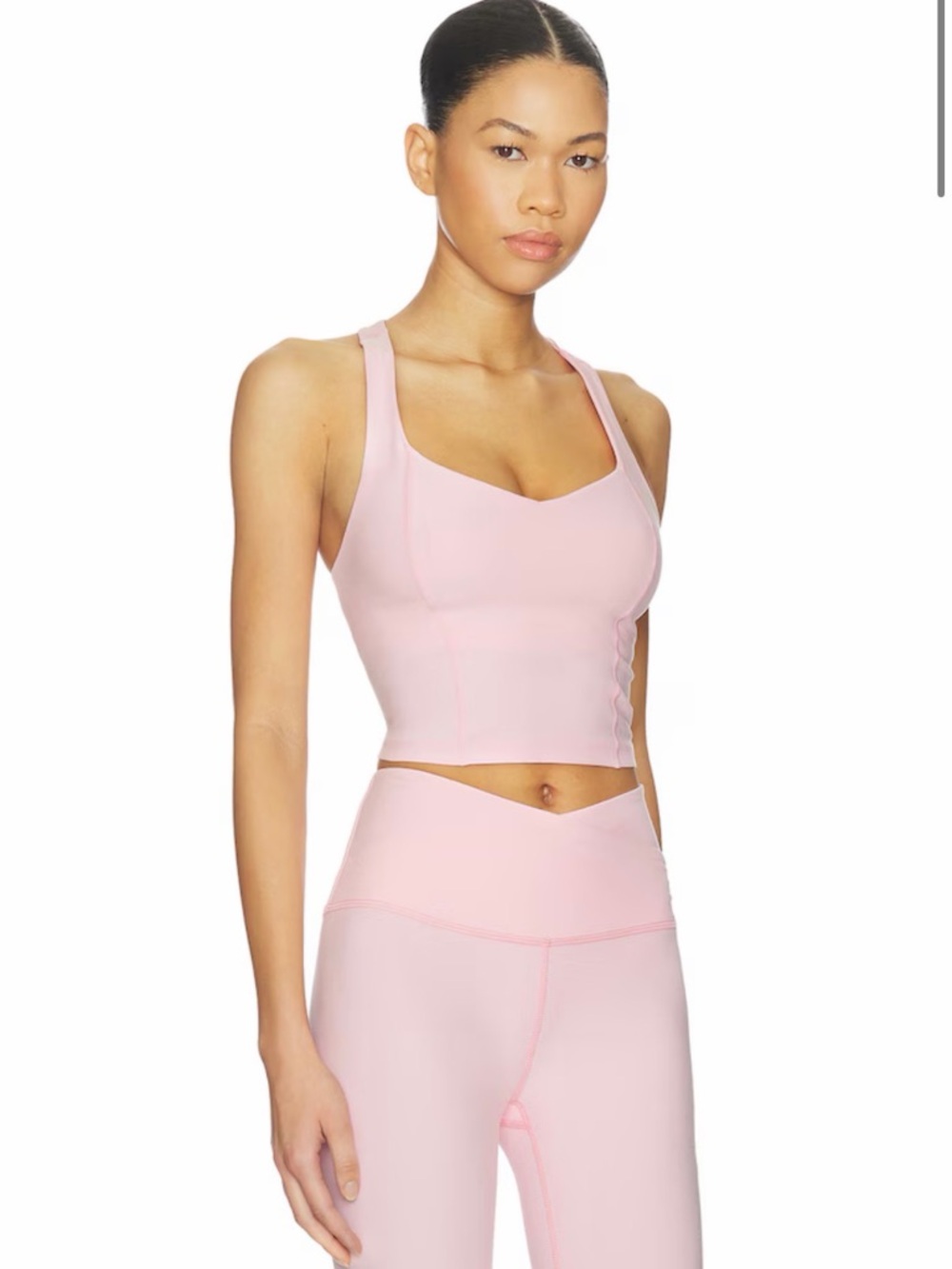 NWT Beyond Yoga Frosty Pink Set: Leggings & Intensity Racerback Cropped Tank Top - Picture 3 of 12